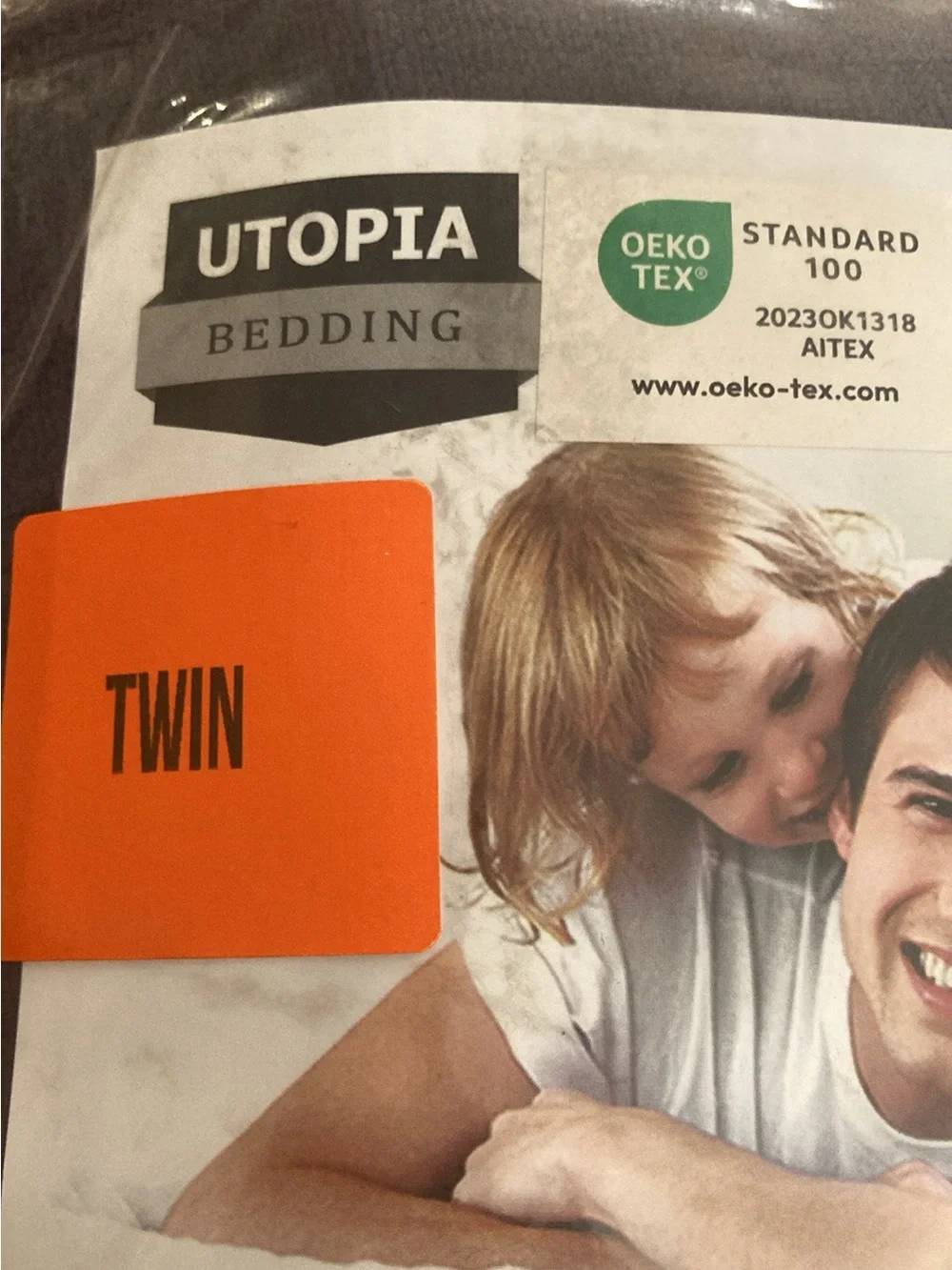 2 NEW-in-pkg. Utopia TWIN Terry Top Waterproof Mattress Protectors, Tan & Purple
